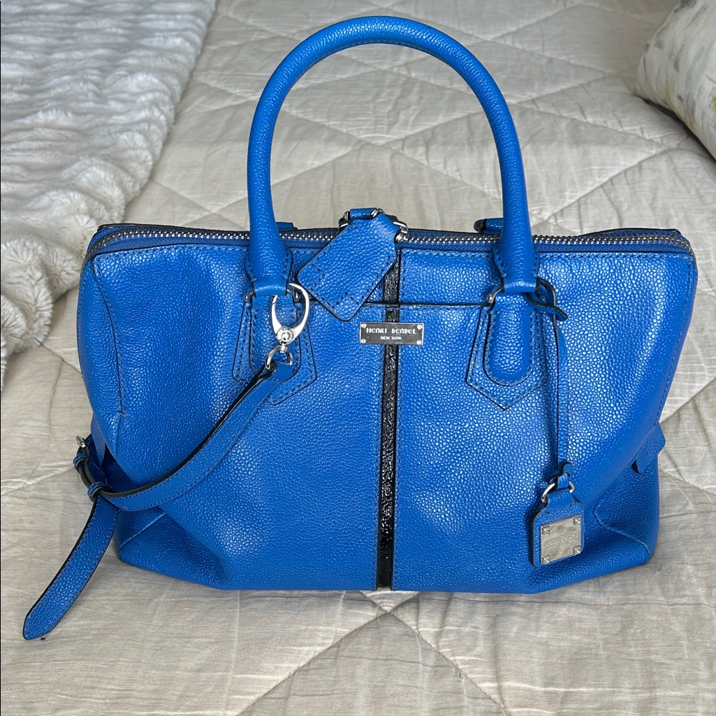 Henri Bendel Electric Blue Leather Satchel With Strap